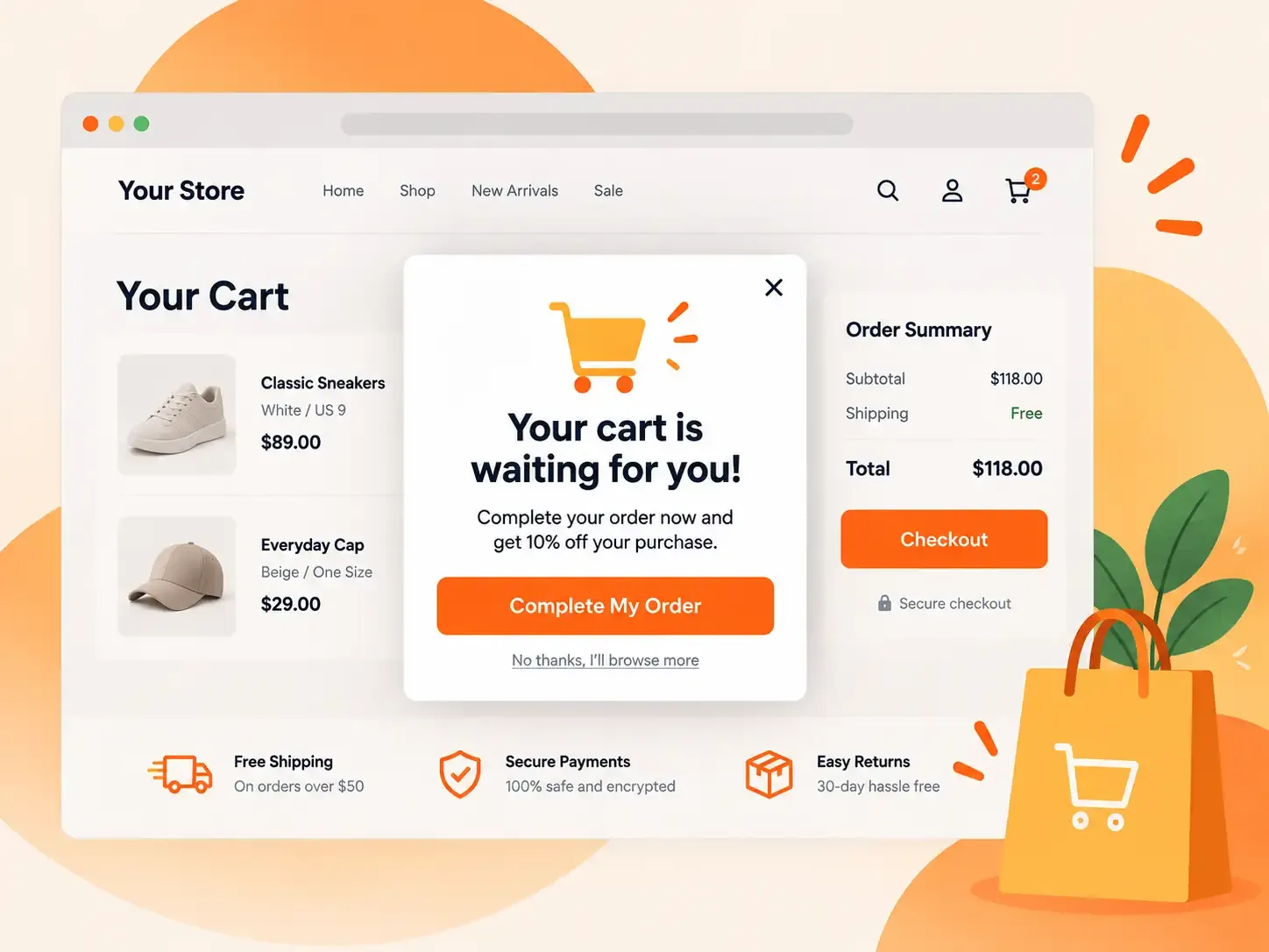 Cart abandonment popup